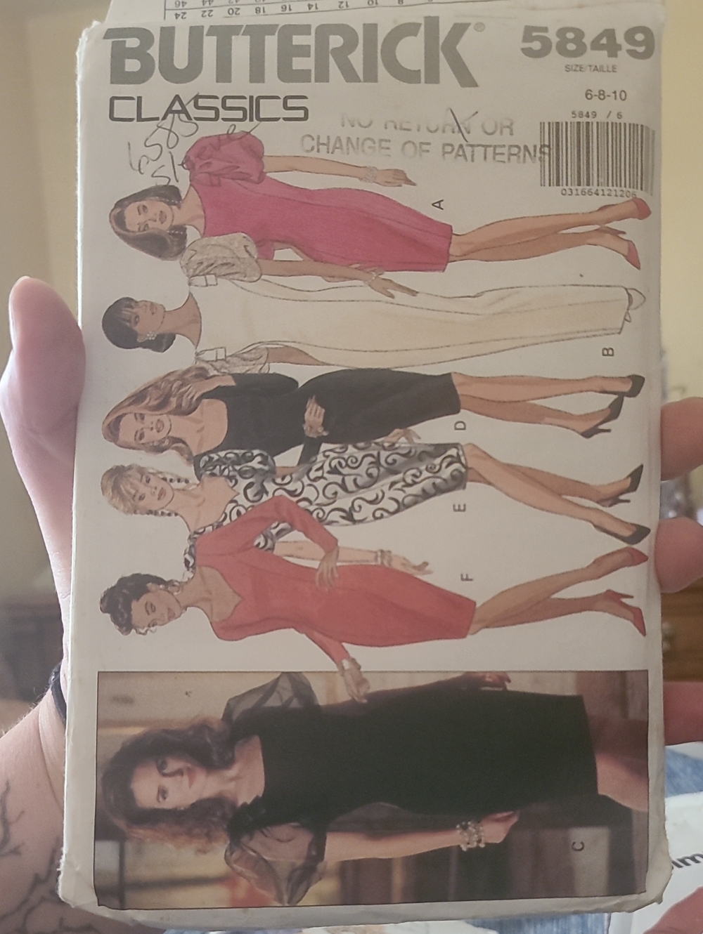 Butterick Classics 5849, an original vintage 1991 misses' dress sewing pattern